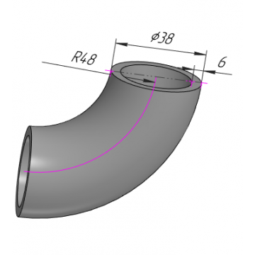 отвод П90-38х6-10Х17Н13М2Т с геометрией по ГОСТ 17375-2001