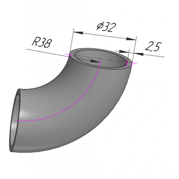 отвод П90-32х2,5-12Х18Н10Т с геометрией по ГОСТ 17375-2001