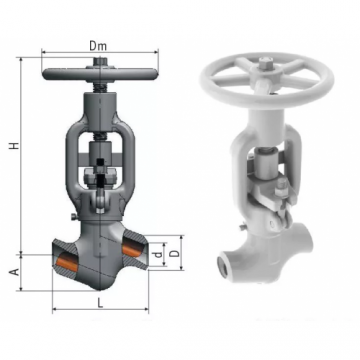 клапан запорный 1055-32-0 Ду32 Ру250 (1с-15-4)